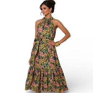 Cleobella Louella Dress XS NWT Halter Floral Midi Boho Tiered Belted